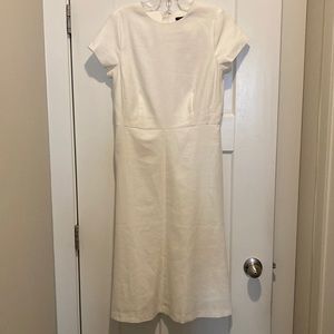 Short sleeve White/Off White Dress 👗, size-2, lined, 54% linen